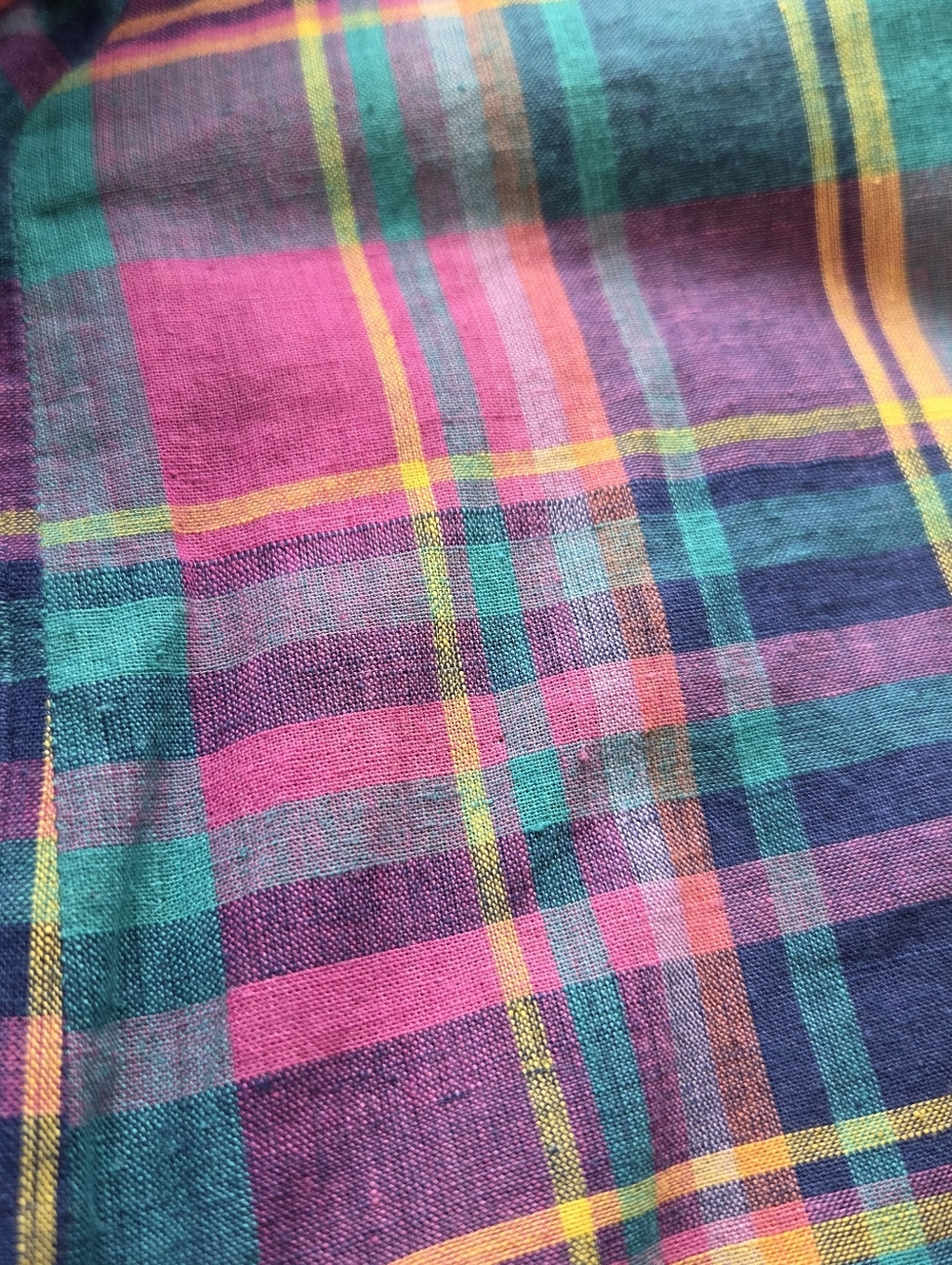 VTG Cathy Daniels Plaid Blazer Large Cotton 80s 90s Multi Color Madras Jacket - Picture 10 of 14